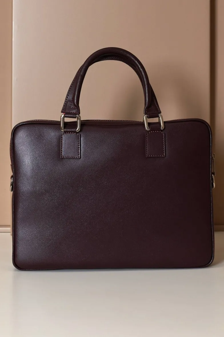 D'Arienzo Dylan - Borsa Ventiquattrore in pelle di vitello bordeaux saffiano tasca zip