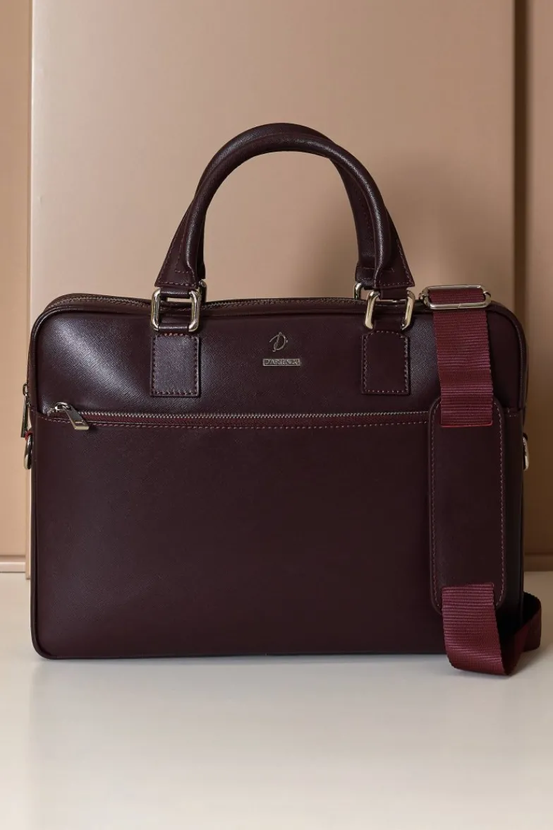 D'Arienzo Dylan - Borsa Ventiquattrore in pelle di vitello bordeaux saffiano tasca zip