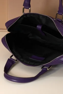 D'Arienzo Dylan - Borsa Ventiquattrore in pelle di vitello viola saffiano tasca zip