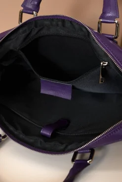 D'Arienzo Dylan - Borsa Ventiquattrore in pelle di vitello viola saffiano tasca zip