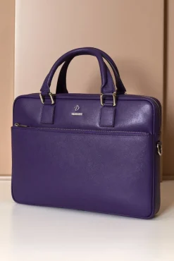 D'Arienzo Dylan - Borsa Ventiquattrore in pelle di vitello viola saffiano tasca zip