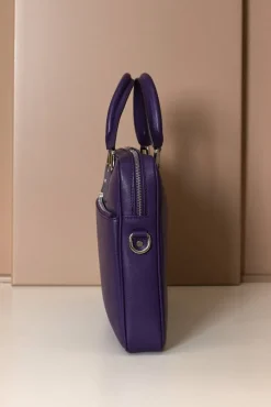 D'Arienzo Dylan - Borsa Ventiquattrore in pelle di vitello viola saffiano tasca zip