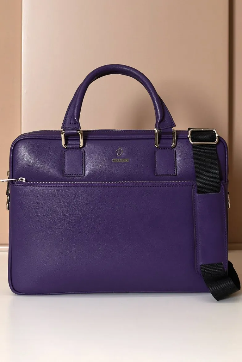 D'Arienzo Dylan - Borsa Ventiquattrore in pelle di vitello viola saffiano tasca zip