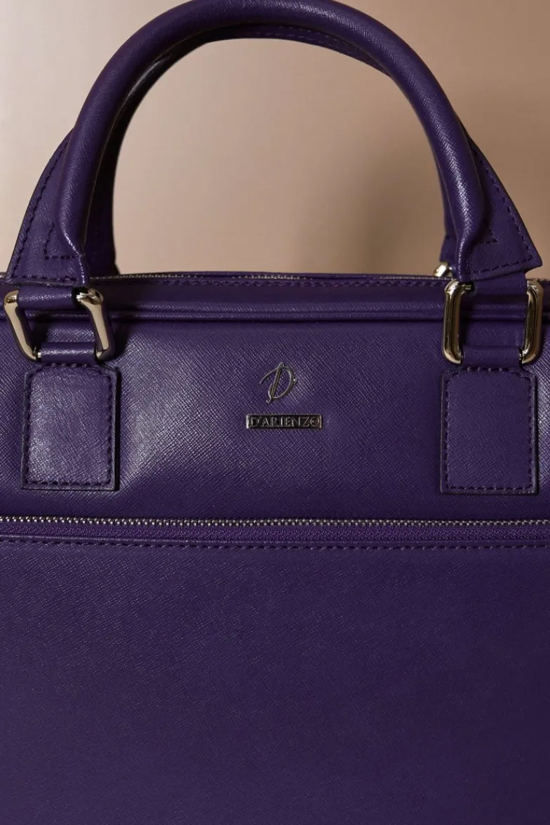 D'Arienzo Dylan - Borsa Ventiquattrore in pelle di vitello viola saffiano tasca zip