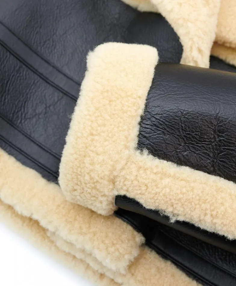 Donna D'Arienzo Ella - Chiodo corto in Montone Shearling nero versione oversize