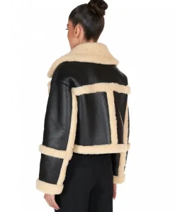 Donna D'Arienzo Ella - Chiodo corto in Montone Shearling nero versione oversize
