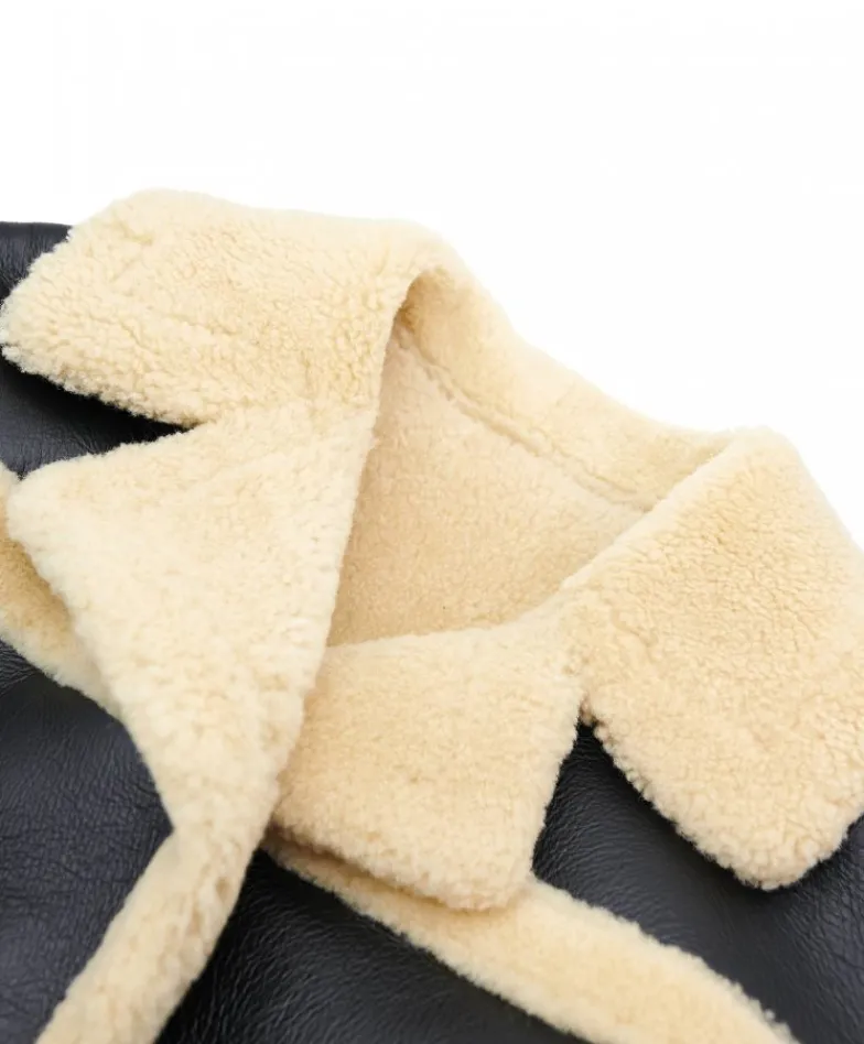 Donna D'Arienzo Ella - Chiodo corto in Montone Shearling nero versione oversize