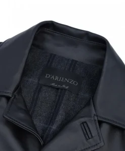 Uomo D'Arienzo Elvis - Cappotto in pelle nera nappa effetto liscio collo giacca