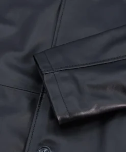 Uomo D'Arienzo Elvis - Cappotto in pelle nera nappa effetto liscio collo giacca