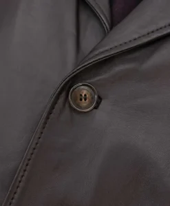 Uomo D'Arienzo Elvis - Cappotto in pelle testa di moro effetto liscio collo giacca