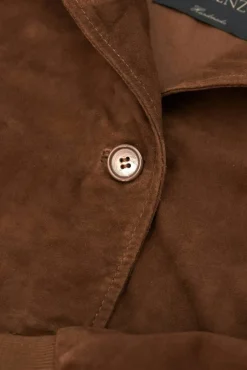 Donna D'Arienzo Faty - Bomber in pelle camoscio marrone con bottoni