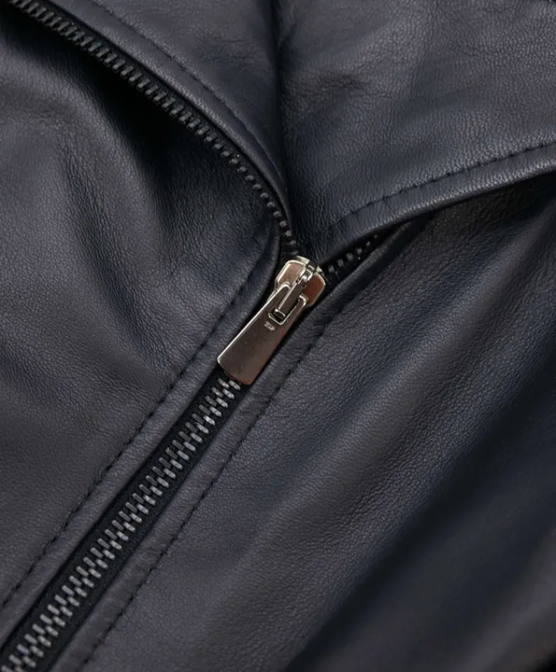 Donna D'Arienzo Fiamma - Bolero in pelle nera nappa effetto liscio