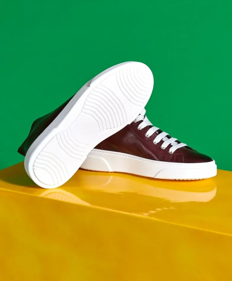 Uomo D'Arienzo Firenze - Sneakers alta in pelle bordeaux da uomo