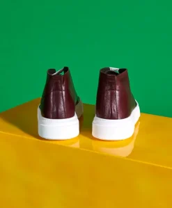 Uomo D'Arienzo Firenze - Sneakers alta in pelle bordeaux da uomo