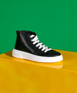 Uomo D'Arienzo Firenze - Sneakers alta in pelle nera stampa cocco da uomo