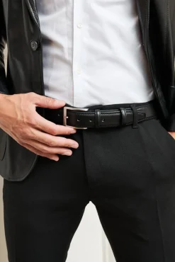 Uomo D'Arienzo Ford - Cintura uomo in pelle nera di vitello con fibbia argento