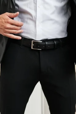 Uomo D'Arienzo Ford - Cintura uomo in pelle nera di vitello con fibbia argento