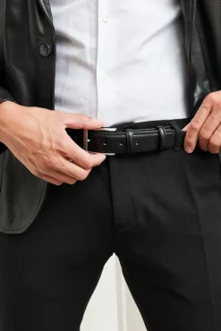 Uomo D'Arienzo Ford - Cintura uomo in pelle nera di vitello con fibbia argento