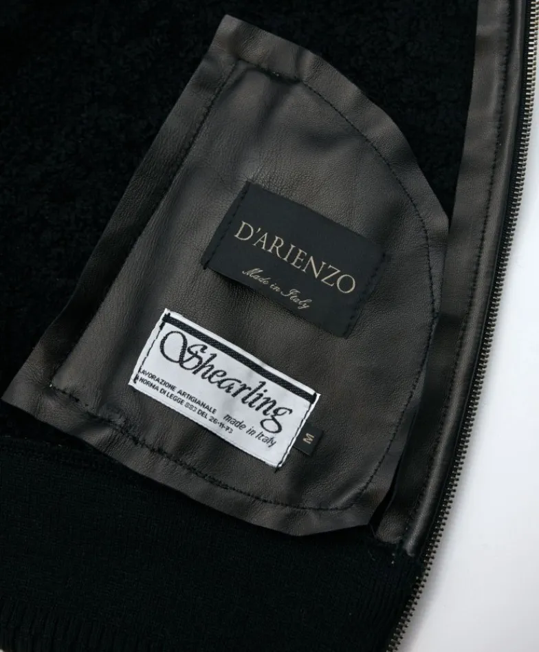Donna D'Arienzo G155 - Bomber in montone color oro laminato effetto liscio