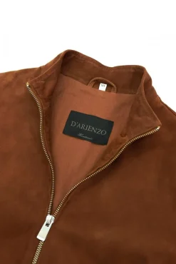 Donna D'Arienzo G154 - Bomber in pelle camoscio cuoio colletto coreana