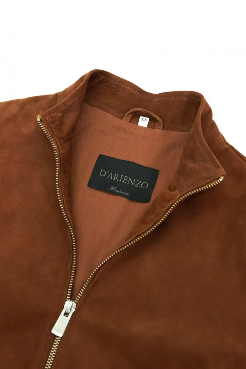 Donna D'Arienzo G154 - Bomber in pelle camoscio cuoio colletto coreana