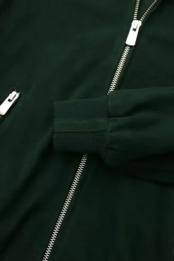 Donna D'Arienzo G154 - Bomber in pelle camoscio verde colletto coreana