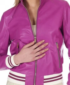 Donna D'Arienzo G154 - Bomber in pelle naturale glicine effetto liscio