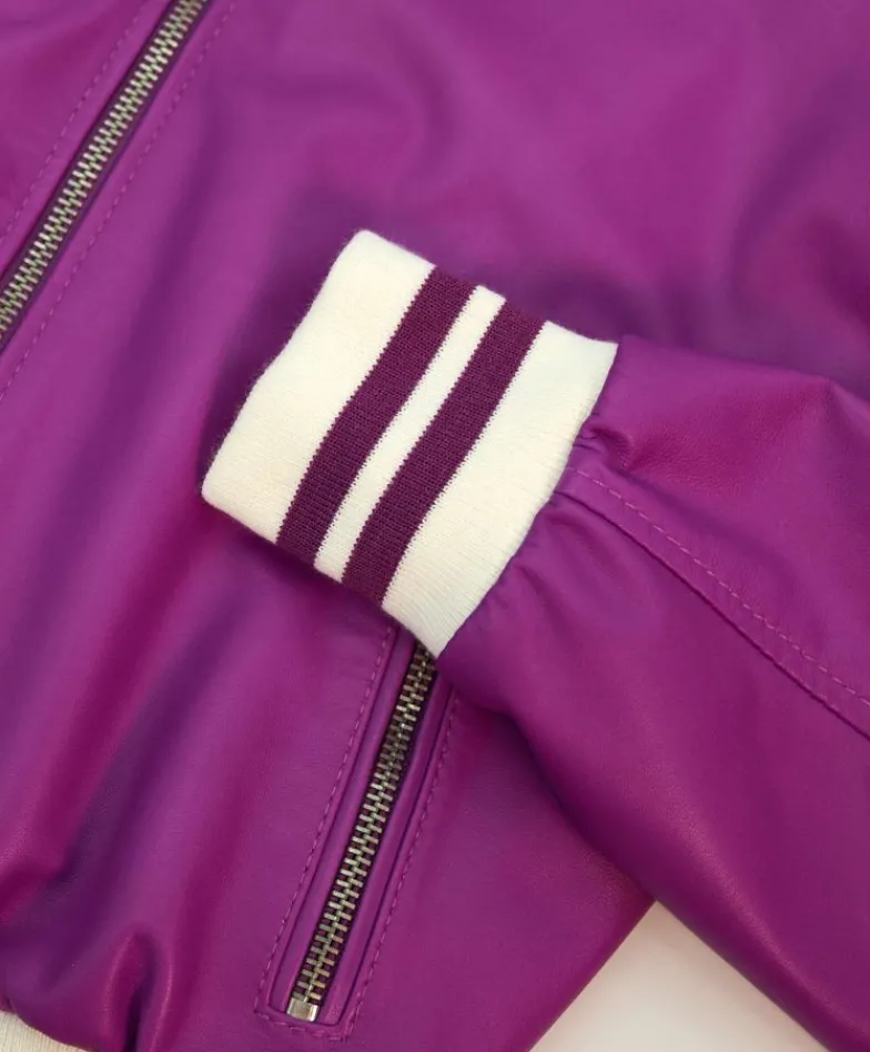 Donna D'Arienzo G154 - Bomber in pelle naturale glicine effetto liscio