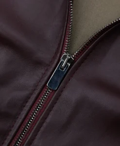 Donna D'Arienzo G155 - Bomber in pelle naturale bordeaux collo in lana merino