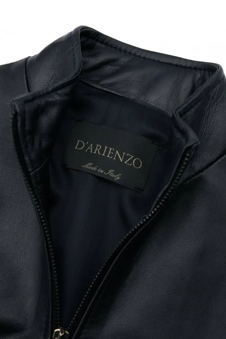 Donna D'Arienzo G154 - Bomber in pelle nera nappa effetto liscio