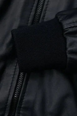 Donna D'Arienzo G154 - Bomber in pelle nera nappa effetto liscio