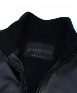 Donna D'Arienzo G155 - Bomber in pelle nera nappa effetto liscio