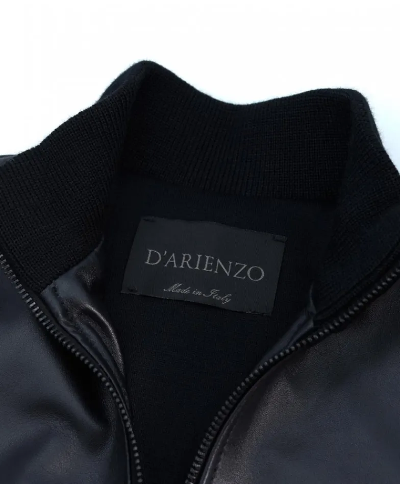 Donna D'Arienzo G155 - Bomber in pelle nera nappa effetto liscio