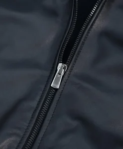 Donna D'Arienzo G155 - Bomber in pelle nera nappa effetto liscio