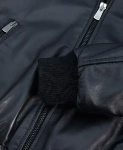 Donna D'Arienzo G155 - Bomber in pelle nera nappa effetto liscio