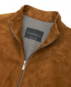 Donna D'Arienzo G154 - Bomber in pelle scamosciata cuoio e lana merinos