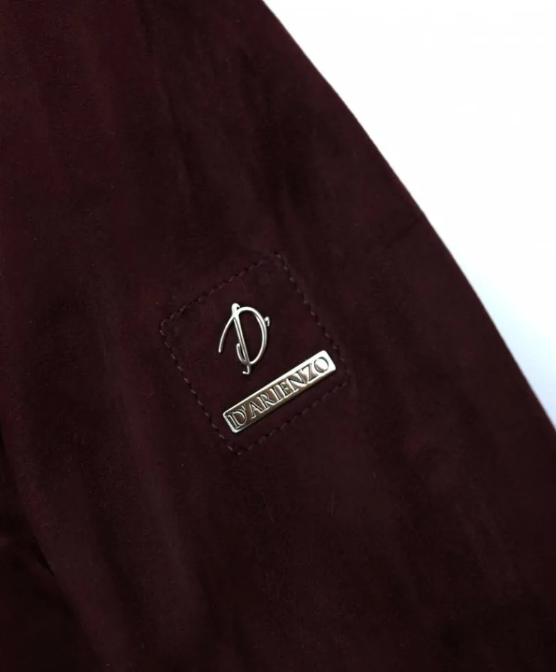 Donna D'Arienzo G155 - Bomber in pelle scamosciata bordeaux collo in lana merino