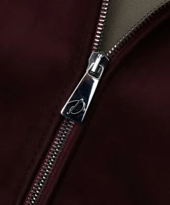 Donna D'Arienzo G155 - Bomber in pelle scamosciata bordeaux collo in lana merino