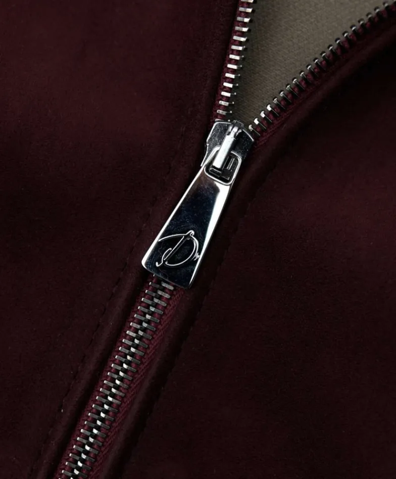 Donna D'Arienzo G155 - Bomber in pelle scamosciata bordeaux collo in lana merino