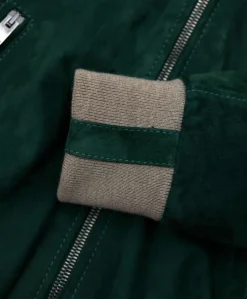 Donna D'Arienzo G155 - Bomber in pelle scamosciata verde collo in lana merino