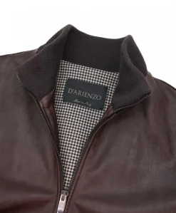 Donna D'Arienzo G155 - Bomber in pelle testa di moro effetto vintage