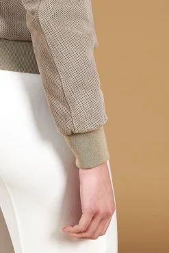 Donna D'Arienzo G155 College - Bomber in pelle camoscio traforato grigio colletto pistagna