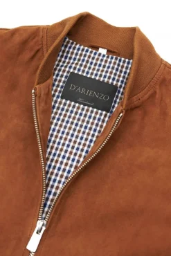 Uomo D'Arienzo Gaudil - Giacca Bomber in pelle camoscio cuoio due tasche