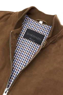 Uomo D'Arienzo Gaudil - Giacca Bomber in pelle scamosciata fango due tasche