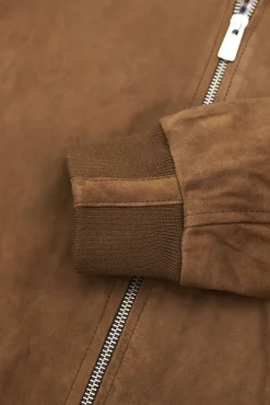 Uomo D'Arienzo Gaudil - Giacca Bomber in pelle scamosciata fango due tasche