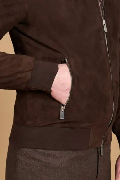 Uomo D'Arienzo Gaudil - Giacca Bomber in pelle camoscio testa di moro due tasche