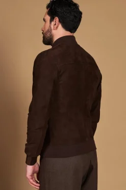 Uomo D'Arienzo Gaudil - Giacca Bomber in pelle camoscio testa di moro due tasche