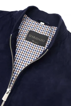 Uomo D'Arienzo Gaudil - Giacca Bomber in pelle camoscio blu due tasche