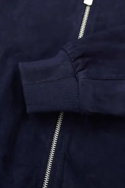 Uomo D'Arienzo Gaudil - Giacca Bomber in pelle camoscio blu due tasche
