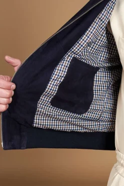 Uomo D'Arienzo Gaudil - Giacca Bomber in pelle camoscio blu due tasche